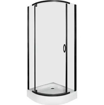 Novoterm Čtvrtkruhový sprchový kout NV-Splash 90x90 černá/transparent + vanička