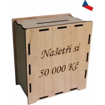 Pokladnička JH WoodArt Dřevěná pokladnička - Spořicí výzva 50 000,-Kč