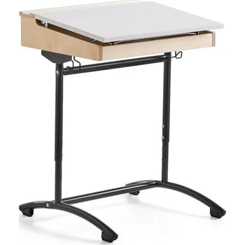 Zahradní lavice Školní lavice ACCESS, 650x550 mm, nastavitelná výška, HPL, antracitově šedá/bílá