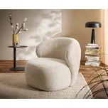 DELIFE Křeslo Pulo 80x80 cm plyšový manšestr krémová bílá