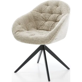 Jídelní židle DELIFE Jídelní židle Gaio-Flex látka Měkký béžová křížová podnož široká černá 360° otočný houpací funkce