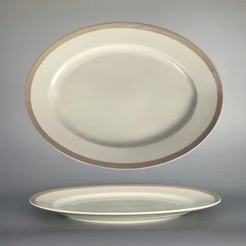 Thun 1794 NINA servírovací ovál ivory s hnědým lemem 360 mm, II. jakost