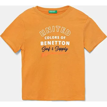 Dětské bavlněné tričko United Colors of Benetton oranžová barva, s potiskem, 3I1XG10JO 3I1XG10JO.P.Seasonal 22X, vel. 82