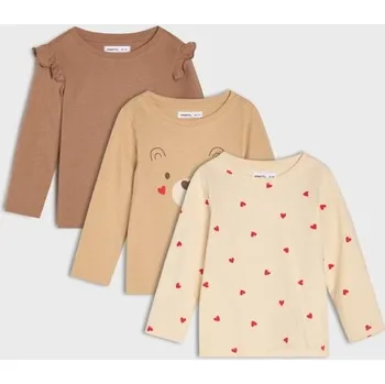 Dívčí oblečení Sinsay - Bavlněné tričko 3 pack - béžová - 127FT-08X - 127FT-08X-68