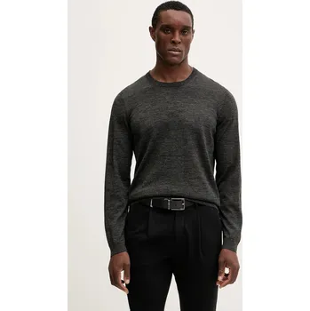 Pánský svetr Vlněný svetr BOSS Leno-P pánský, šedá barva, 50468239 90Y, vel. L