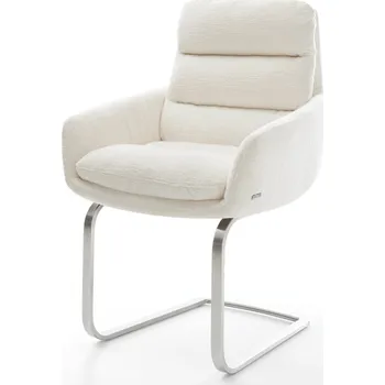 Jídelní židle DELIFE Jídelní židle Abelia-Flex s područkami bouclé měkký béžová jídelní židle plochá nerezová ocel