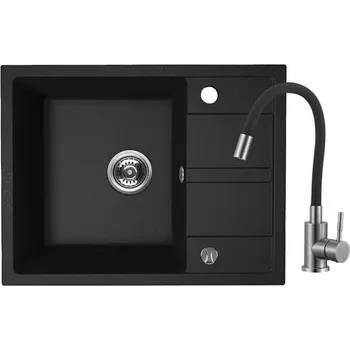 Granitový dřez GRANITOVÝ DŘEZ LAVEO DOLI II + BATERIE / ČERNÁ