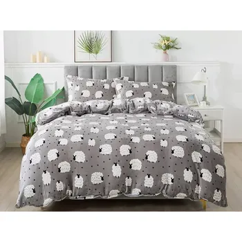 Povlečení Novinka 2025 ! Luxusní ložní souprava mikroplyš s 3D efektem na francouzskou přikrývku 70×90 / 200x220 cm - Ovečky Exclusive