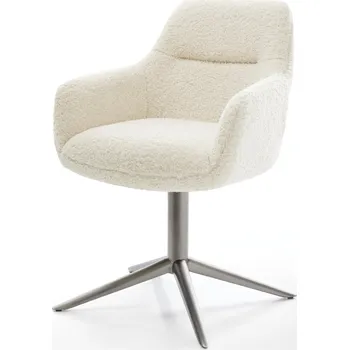 Jídelní židle DELIFE Jídelní židle Pejo-Flex plyšový manšestr béžová křížová podnož grafitová 360° otočný houpací funkce taštičkové pružiny