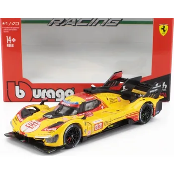 autíčko FERRARI - 499P 3.0L TURBO V6 TEAM AF CORSE N 83 24h LE MANS 2024 1:43 - R. KUBICA - R. SHWARTZMAN - Y. YE- Žlutá - Bburago