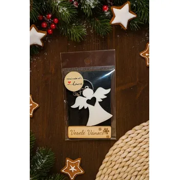 Vánoční dekorace Dary dřeva Vánoční dřevěný přívěšek - anděl se srdíčkem