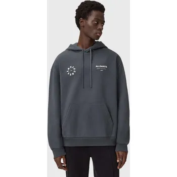 Pánská mikina Bavlněná mikina AllSaints pánská, černá barva, s kapucí, vzorovaná, M018ND 99X, vel. XXL