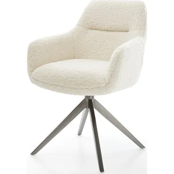 Jídelní židle DELIFE Jídelní židle Pejo-Flex plyšový manšestr béžová křížová podnož široká grafitová 360° otočný houpací funkce taštičkové pružiny