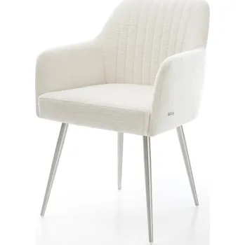 Jídelní židle DELIFE Jídelní židle Greg-Flex bouclé měkký béžová 4-nohá zúžená nerezová ocel taštičkové pružiny