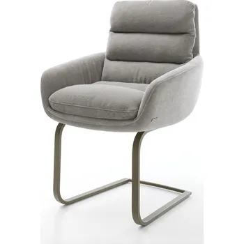 Jídelní židle DELIFE Jídelní židle Abelia-Flex s područkami strukturovaná látka Měkký šedá konzolová podnož plochá Titanová barva