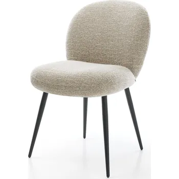 Jídelní židle DELIFE Jídelní židle Nube-Flex tkanina Měkký béžová 4-nohá zúžená černá taštičkové pružiny