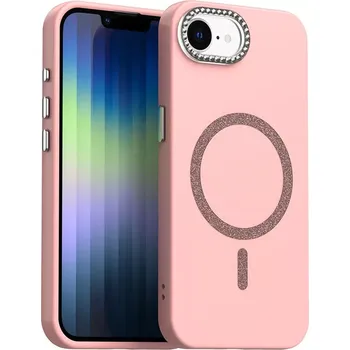 Pouzdro na mobilní telefon Kryt na iPhone 16E s podporou MagSafe Diamond růžový