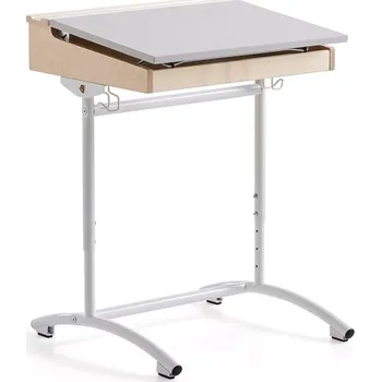 Zahradní lavice Školní lavice ACCESS, 650x550 mm, nastavitelná výška, HPL, bílá/šedá