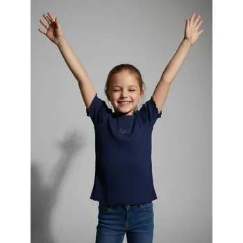 Dívčí tričko Sinsay - Tričko z žebrované pleteniny zdobené volány - námořnická modrá - 834DN-59X - 834DN-59X-98