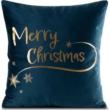 Povlak na polštářek VÁNOČNÍ POVLAK NA POLŠTÁŘ JOY2D 45X45CM TMAVĚ MODRÁ