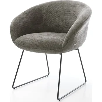 Jídelní židle DELIFE Jídelní židle Vinka-Flex s područkami bouclé měkký tmavě béžová tenká podnož černá taštičkové pružiny