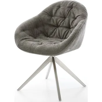 Jídelní židle DELIFE Jídelní židle Gaio-Flex bouclé měkký tmavě béžová křížová podnož široká nerezová ocel 360° otočný houpací funkce