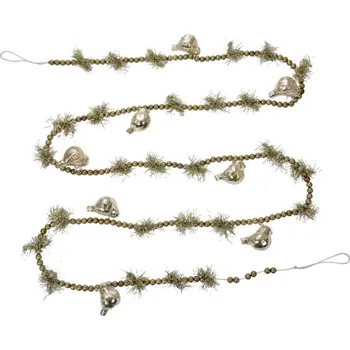 Vánoční ozdoba Stříbrný vánoční řetěz se skleněnými ptáčky 2 ks – 2x180 cm