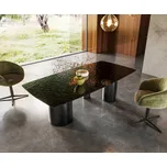 DELIFE Jídelní stůl Edge Boot 200x100 sklo s reliéfem kouřově černá 3D design Troa nerezová ocel grafit