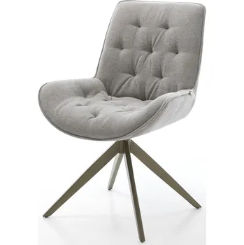 Jídelní židle DELIFE Jídelní židle Taimi-Flex látka Měkký šedá křížová podnož široká Titanová barva 360° otočný houpací funkce