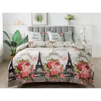 Povlečení Novinka 2025 ! Luxusní ložní souprava mikroplyš s 3D efektem na francouzskou přikrývku 70×90 / 200x220 cm - Paris Exclusive