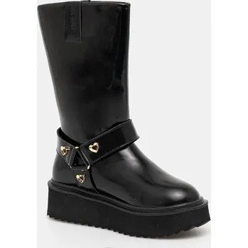 Dámské kozačky Kožené kotníkové boty Love Moschino dámské, černá barva, na platformě, JA24476I0NJD0000 99X, EUR 37