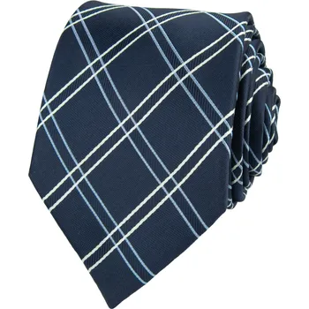 Kravata Tmavě modrá pánská kravata s kostkovaným vzorem