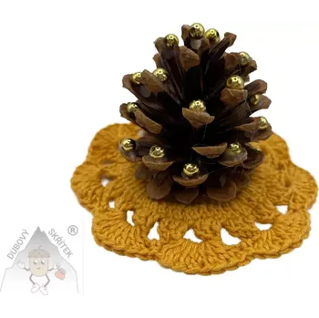 Vánoce Dubový skřítek Stromeček z borové šišky zlatý - přírodní kouzlo Vánoc