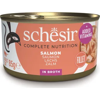 Krmivo pro kočku 6x85g Schesir Complete Nutrition Filet ve vývaru - losos