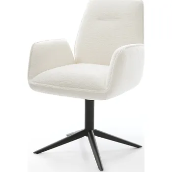 Jídelní židle DELIFE Jídelní židle Zoa-Flex bouclé měkký béžová černá křížová podnož 360° otočný houpací funkce taštičkové pružiny