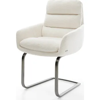 Jídelní židle DELIFE Jídelní židle Abelia-Flex s područkami bouclé měkký béžová jídelní židle plochá grafitová