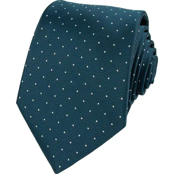 Kravata Petrolejová pánská kravata s bílými puntíky