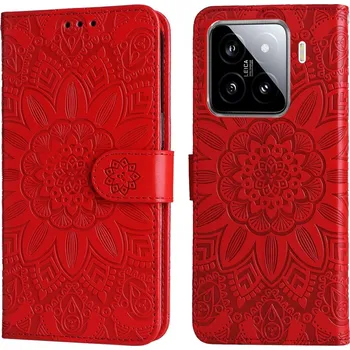 Pouzdro na mobilní telefon Sunflower knížkové pouzdro na Xiaomi 15 - červené