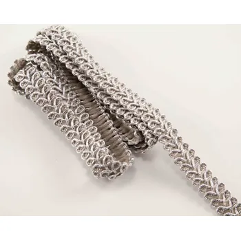 Stuha Leonský prýmek - stříbrná - šíře 1,3 cm