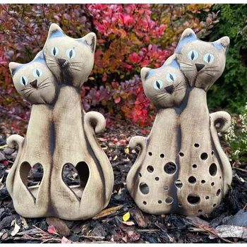 Zahradní dekorace Svícen kočky 26 cm
