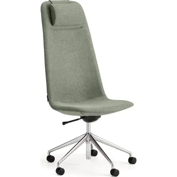 Jednací židle Židle LANGLEY, vysoké opěradlo, s kolečky, broušený hliník/zelenošedá