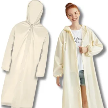 Pláštěnka Camerazar Unisex bílý dlouhý dešťový kabát s kapucí