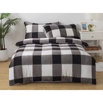 Povlečení Novinka 2025 ! Luxusní ložní souprava mikroplyš s 3D efektem na francouzskou přikrývku 70×90 / 200x200 cm - KÁRO Exclusive - šedé