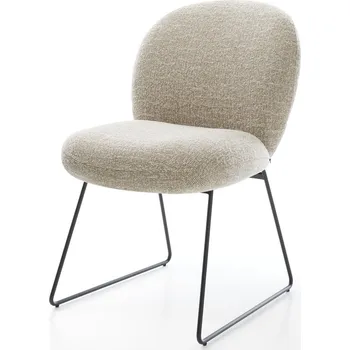 Jídelní židle DELIFE Jídelní židle Nube-Flex látka Měkký béžová tenká podnož černá taštičkové pružiny