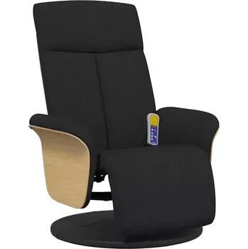 Křeslo Křeslo relaxační, polohovací, otočné, dřevo světlé, látka černá, PULSAR 2