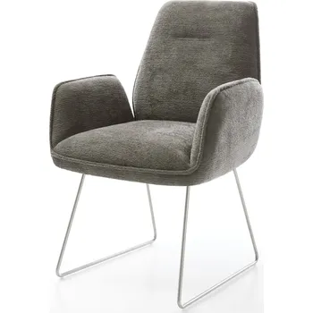 Jídelní židle DELIFE Jídelní židle Zoa-Flex bouclé měkký tmavě béžová tenká podnož nerezová ocel taštičkové pružiny