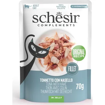 Krmivo pro kočku 6x70g Schesir Complements Filet v želé - tuňák se štikozubcem