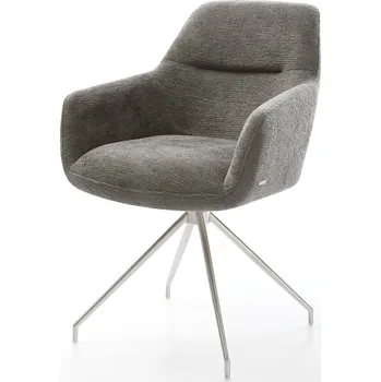 Jídelní židle DELIFE Jídelní židle Pejo-Flex bouclé měkký tmavě béžová křížová podnož zúžená nerezová ocel taštičkové pružiny