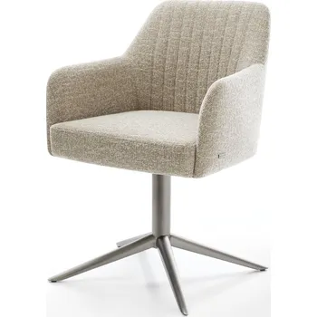 Jídelní židle DELIFE Jídelní židle Greg-Flex tkanina Měkký béžová křížová podnož grafit 360° otočný houpací funkce taštičkové pružiny