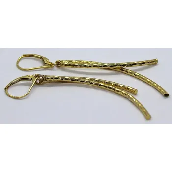 Náušnice Klenoty Budín Dámské visací zlaté náušnice gravírované tyčky 585/2,17gr HK2370 (Klenoty Budín Dámské visací zlaté náušnice gravírované tyčky 585/2,17gr HK2370)